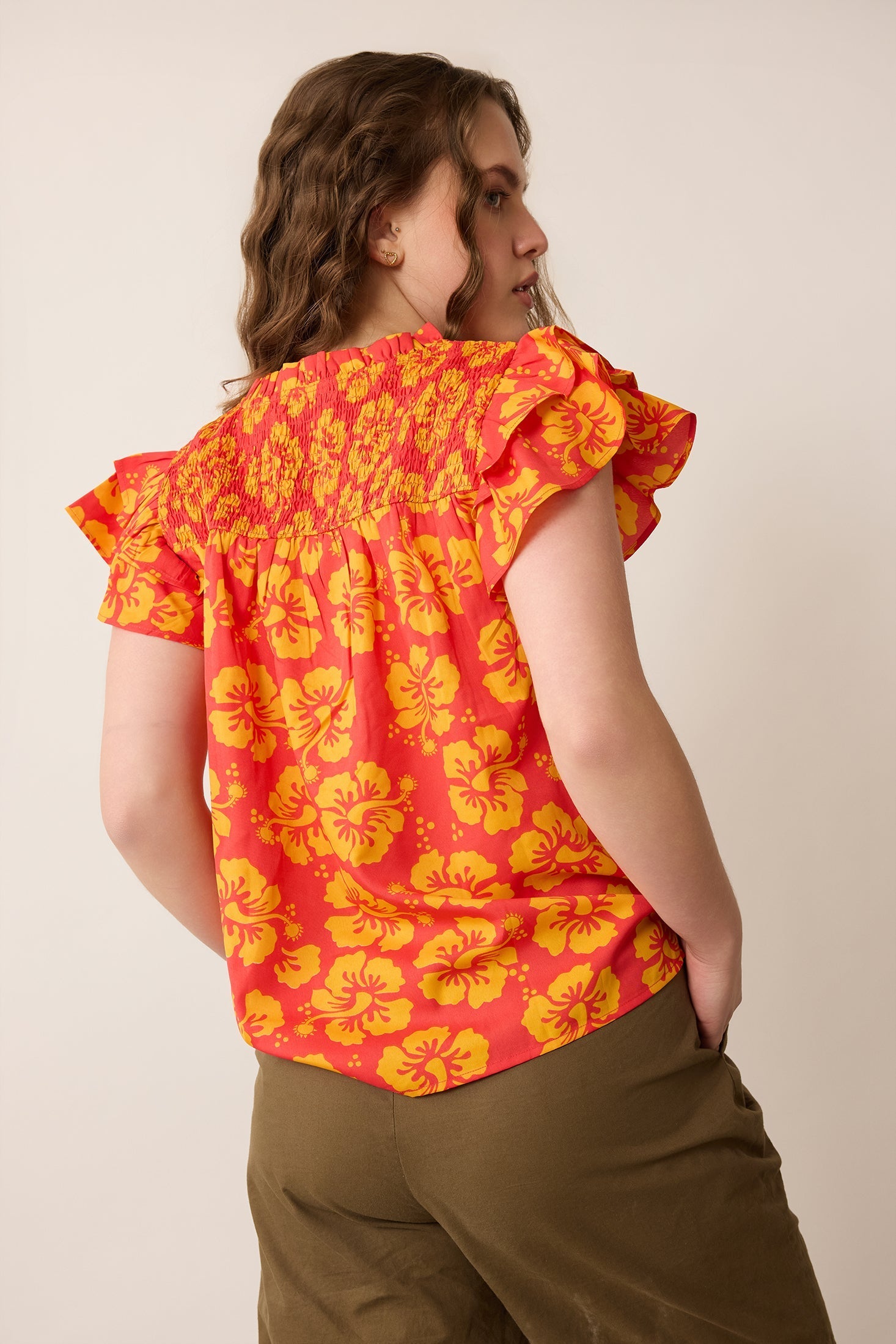 Love of	Lydia Floral Top In Orange