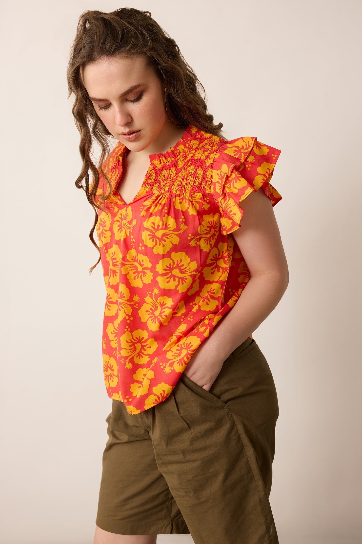 Love of	Lydia Floral Top In Orange