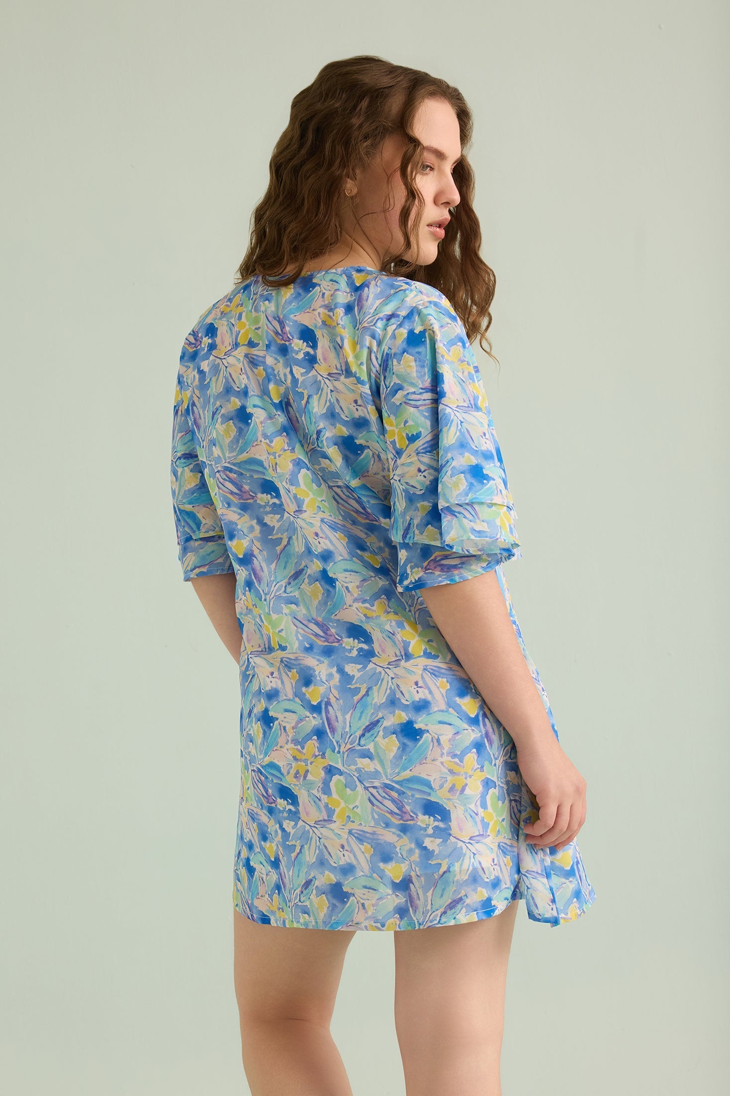 Breanna's Breeze Pattern Dress In Blue