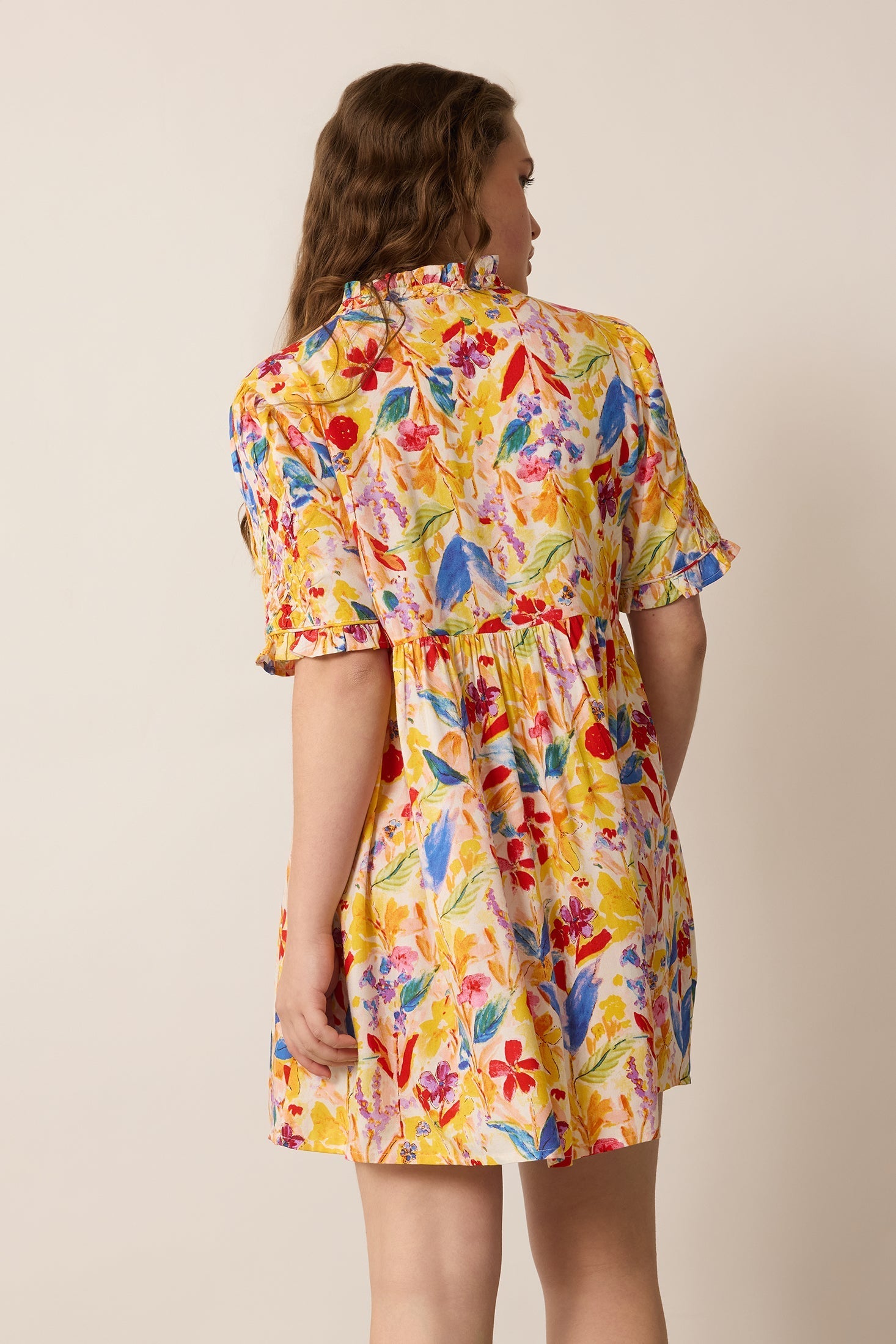 Camellia Floral Pattern Dress In Multicolor