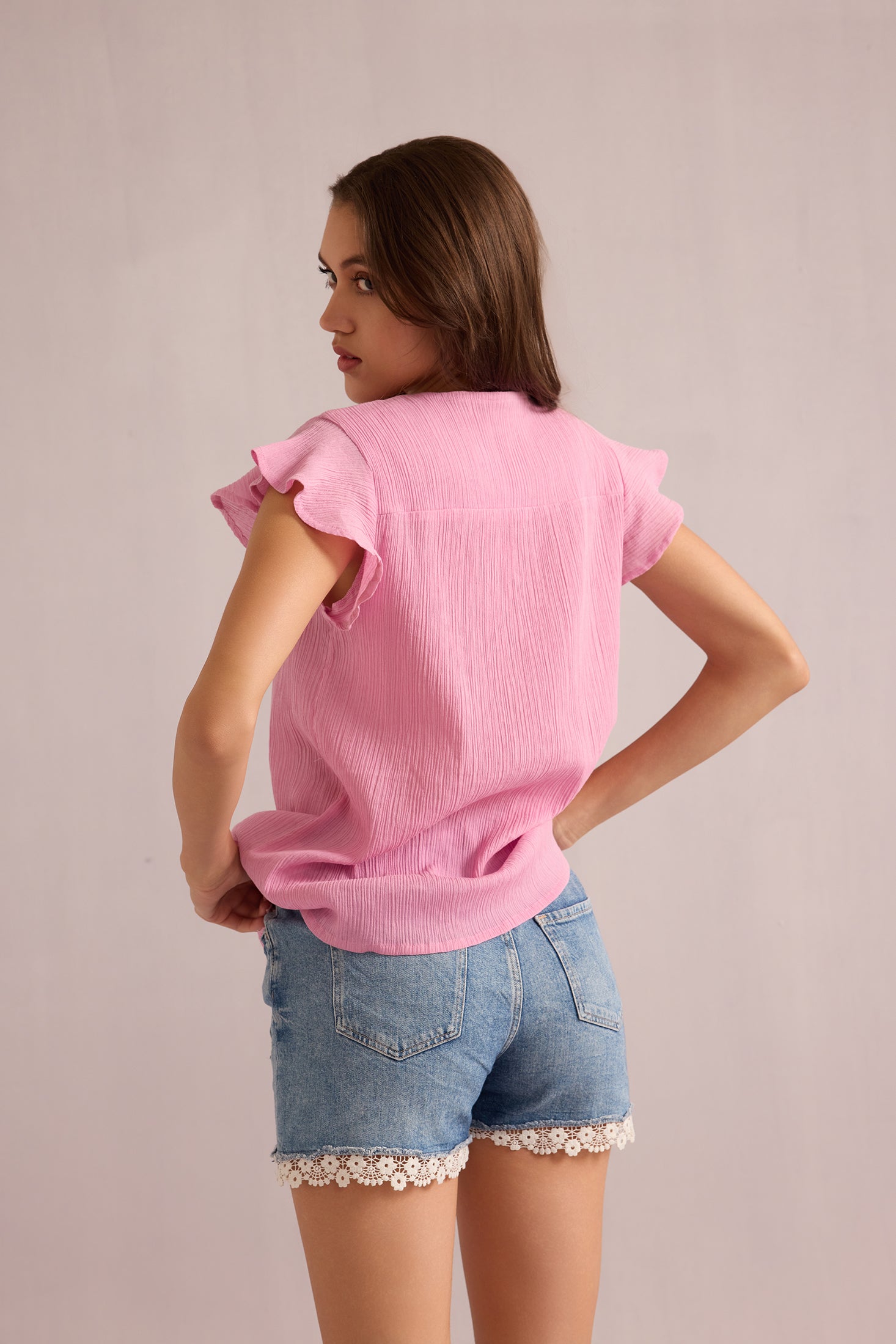 Calanthe Embroidered Top In Pink