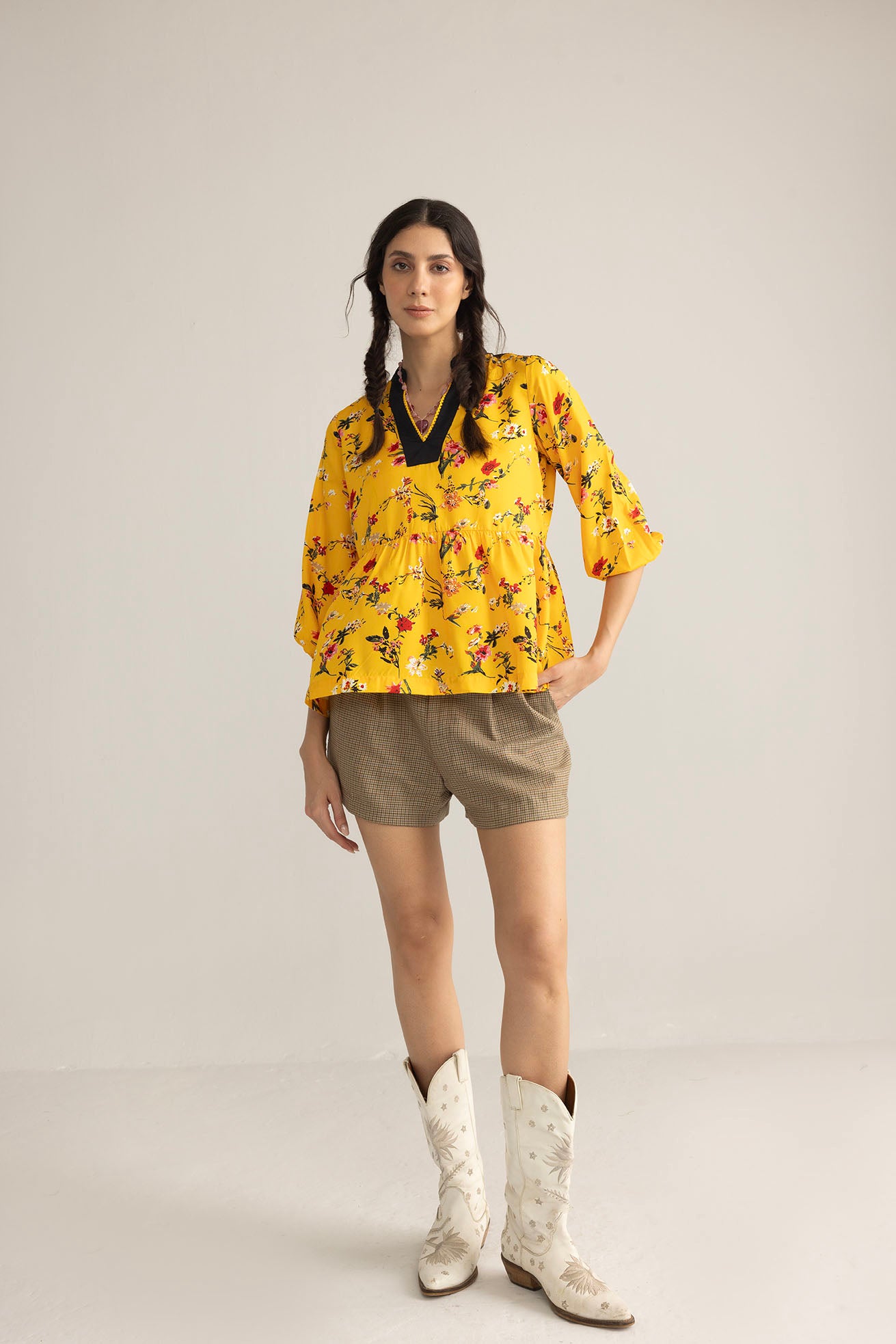 Zinnia Blaze Tunic Top in Marigold Rush