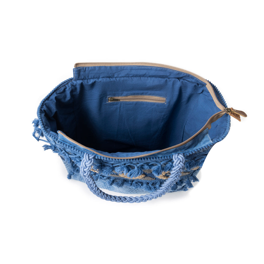 Azure Tribal Tassel Tote Bag - Myra USA
