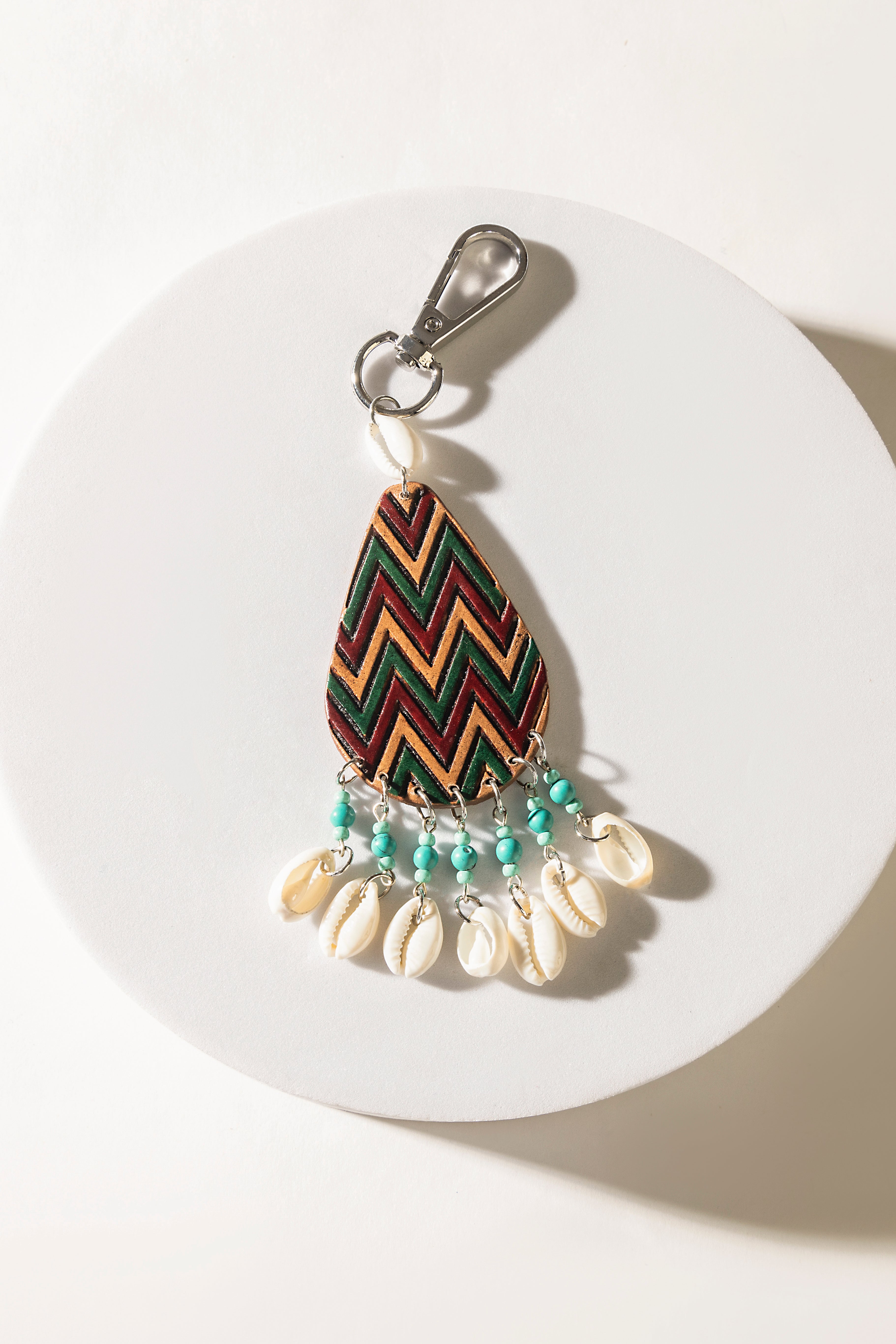 Chevron Song Keychain in Terracotta Red