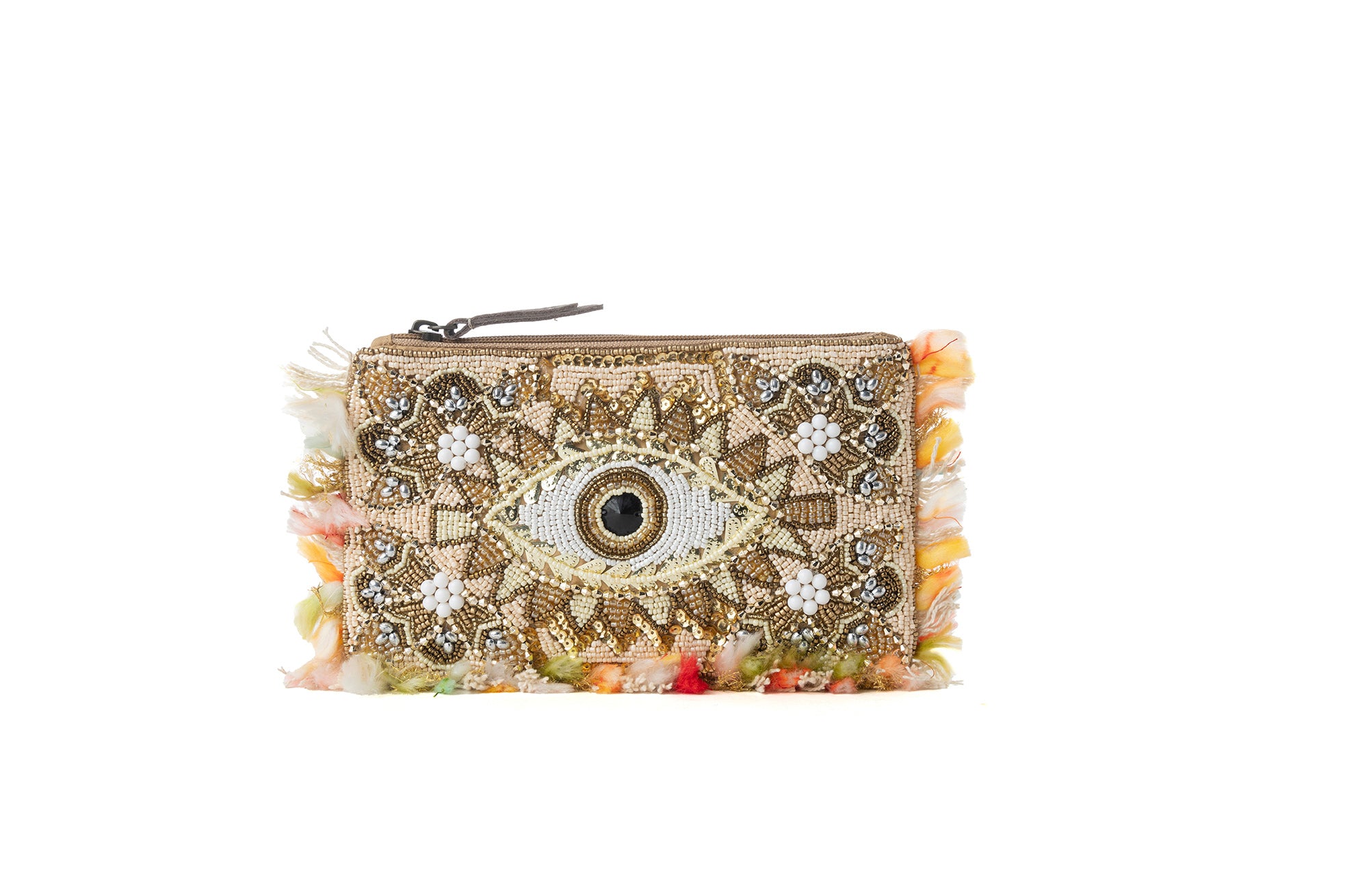 Myra Eye of the Storm Beaded Pouch in Gold Gaze