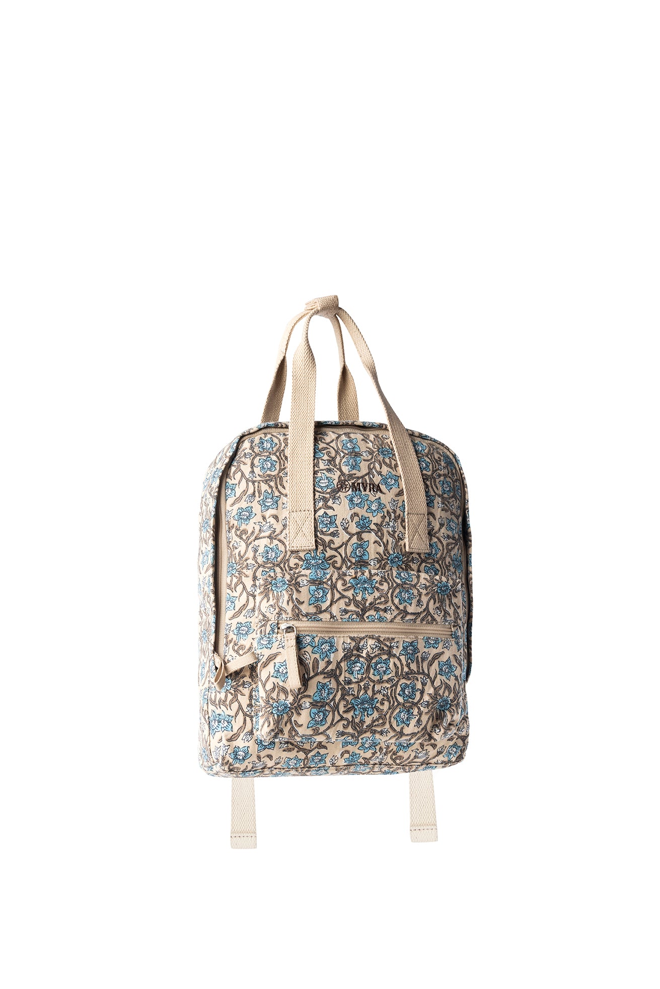 Myra Pine Meadow Cotton & Leather Crossbody Bag in Natural & Blue Floral