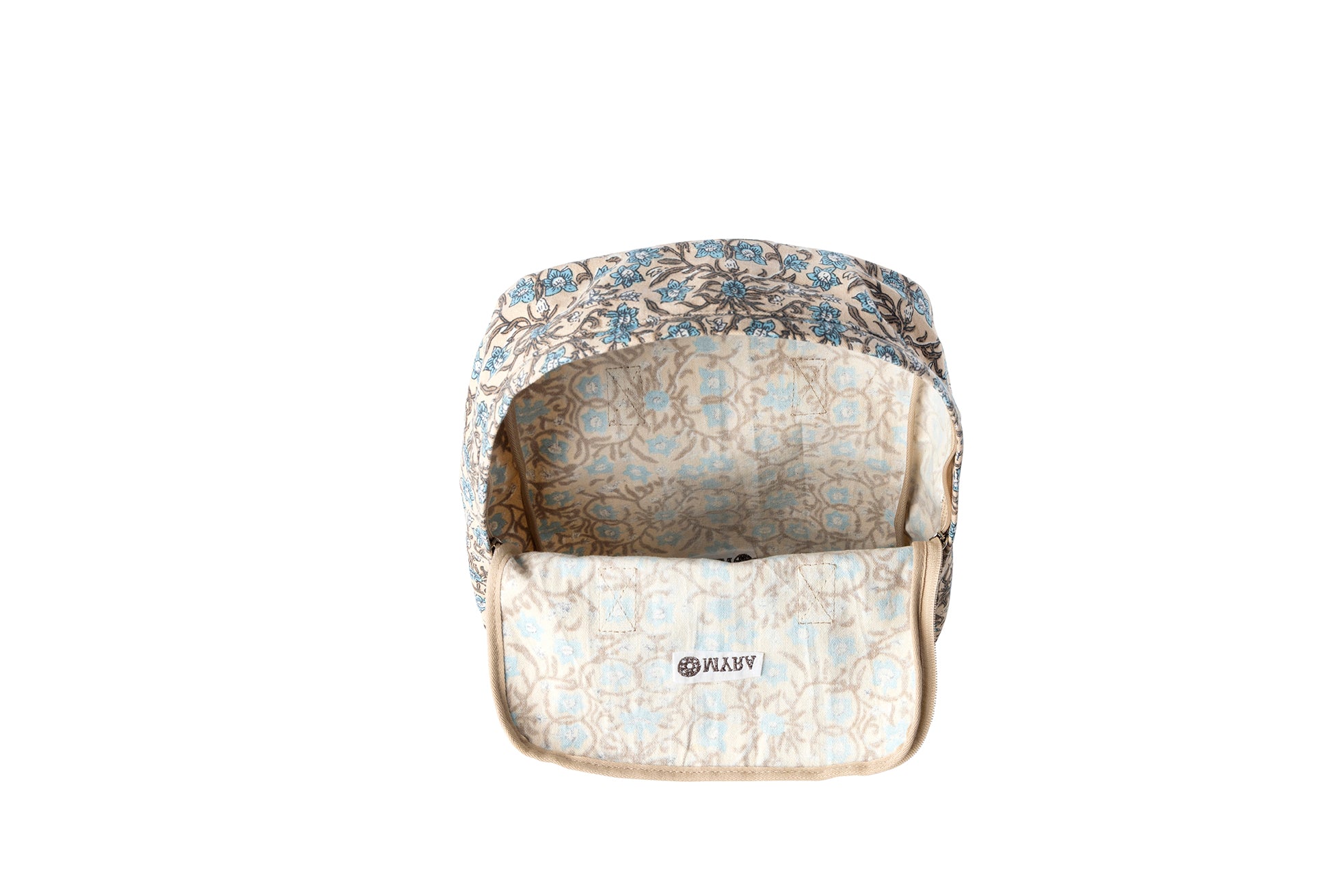 Myra Pine Meadow Cotton & Leather Crossbody Bag in Natural & Blue Floral