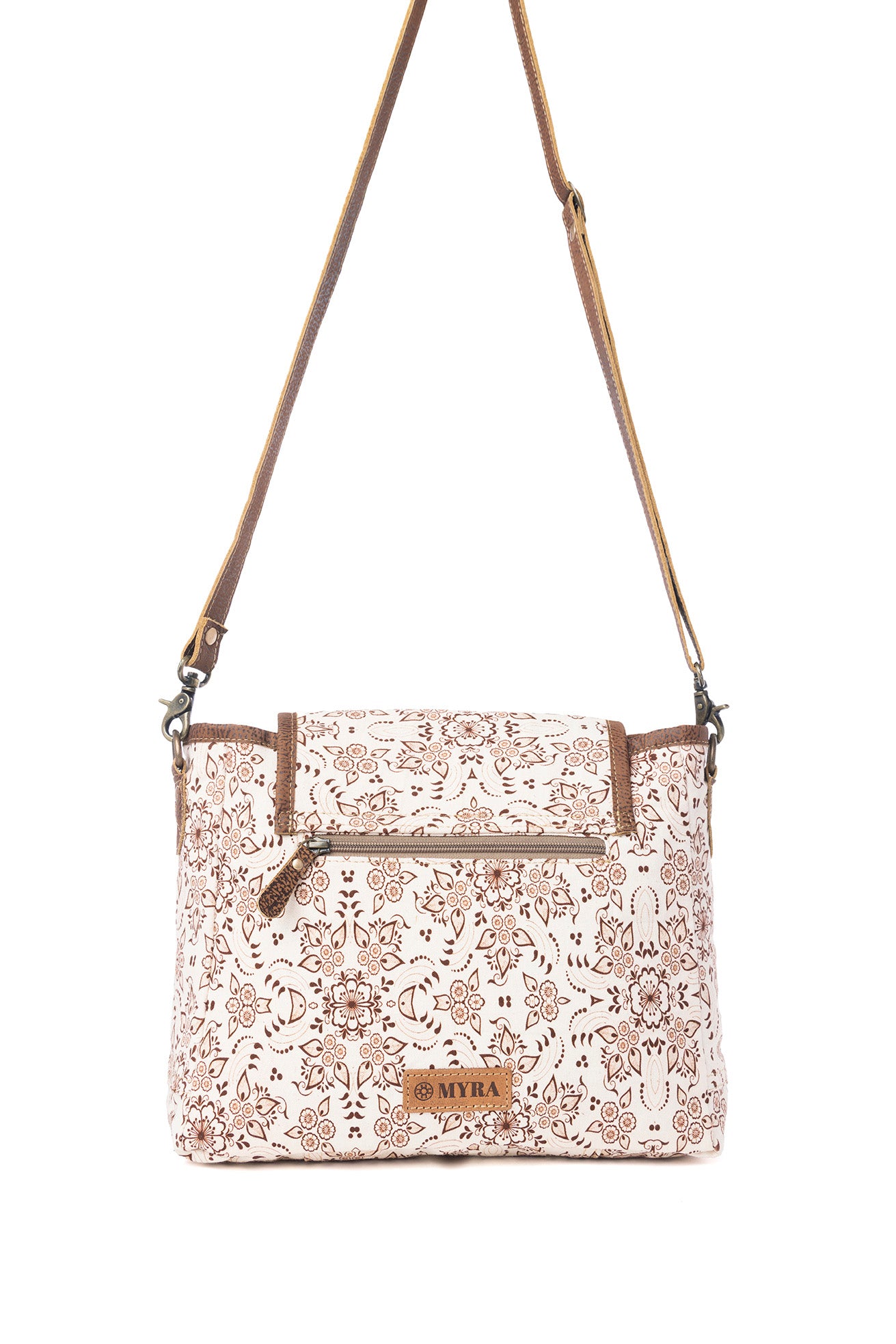 Myra Oakline Cotton & Leather Shoulder Bag in Mocha Beige