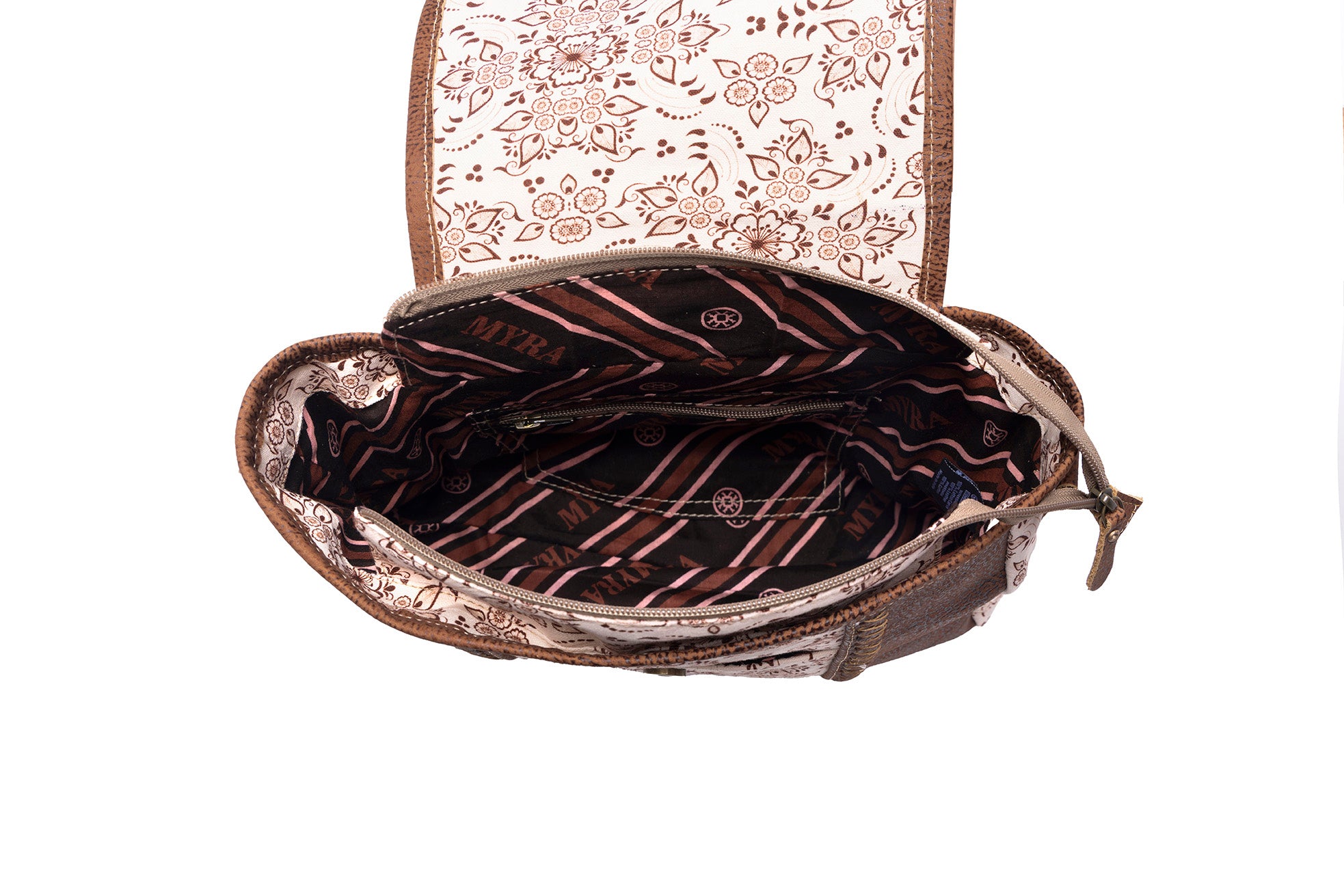 Myra Oakline Cotton & Leather Shoulder Bag in Mocha Beige