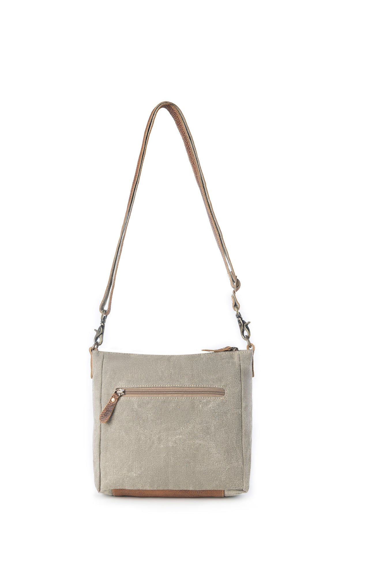 Myra Damask Trail Vintage Crossbody Bag for Women in sage with print detail