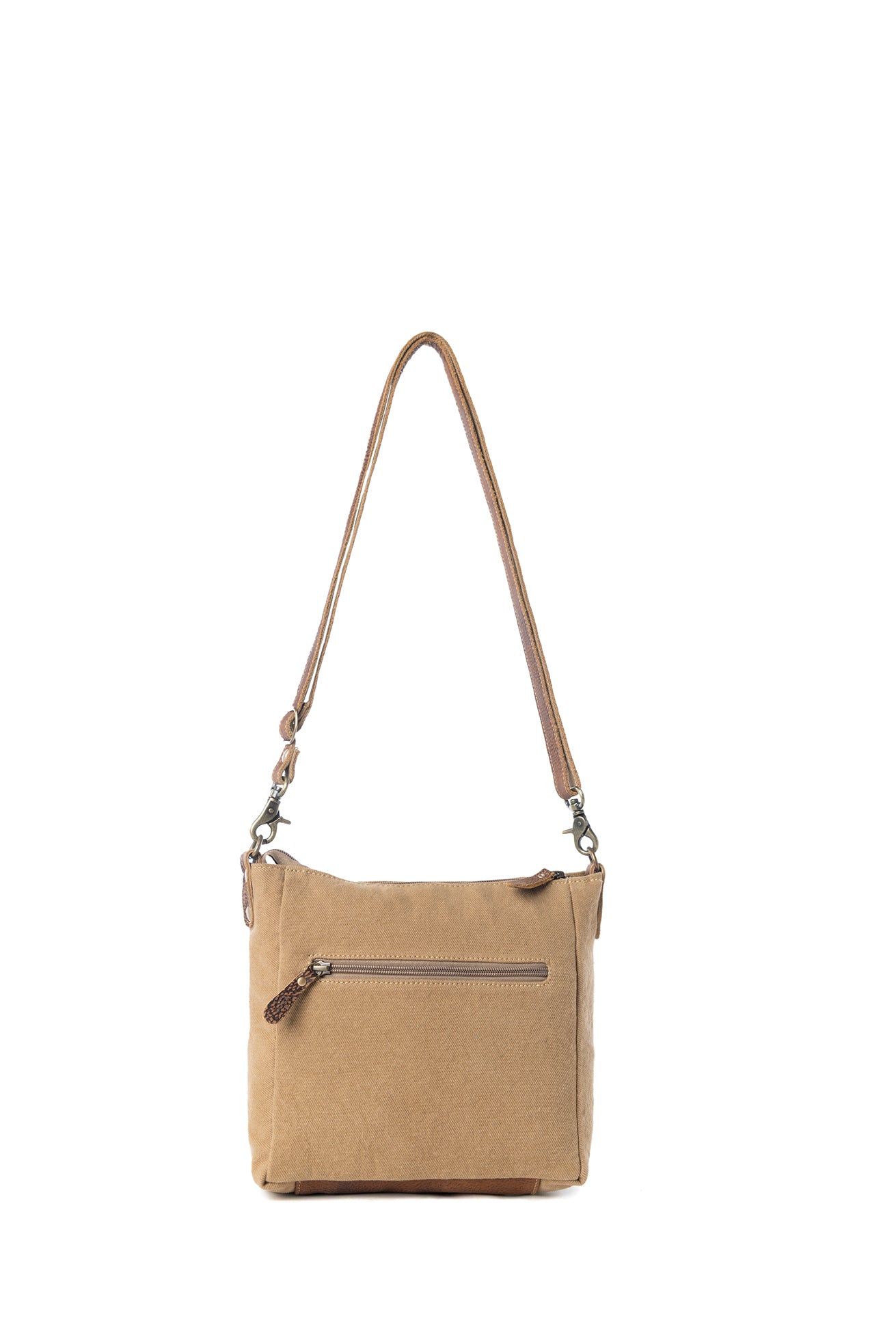 Myra Crestbloom Vintage Crossbody Bag for Women in olive with print detail
