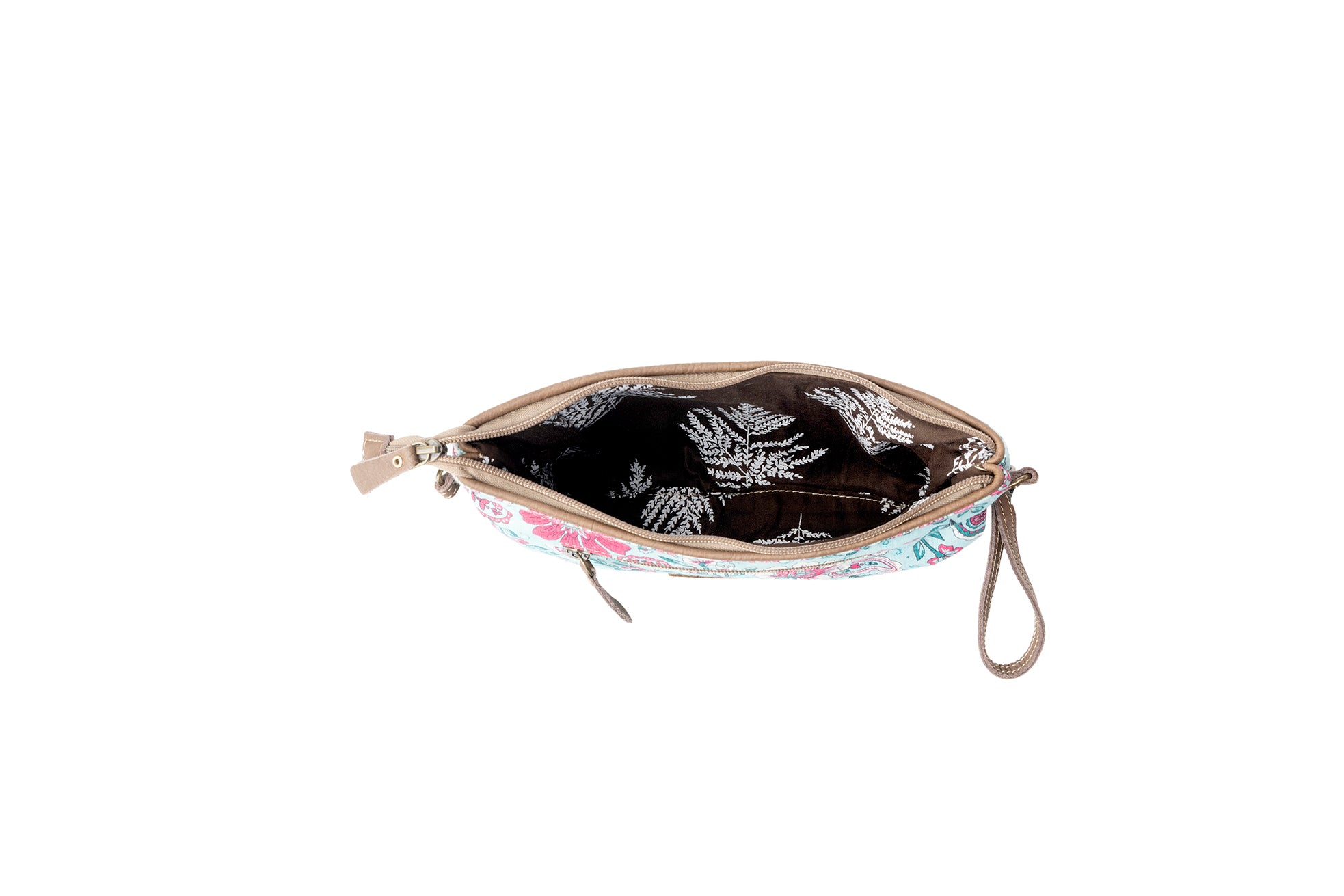 Myra Wild Posy Crossbody Bag for Women in agave with print detail