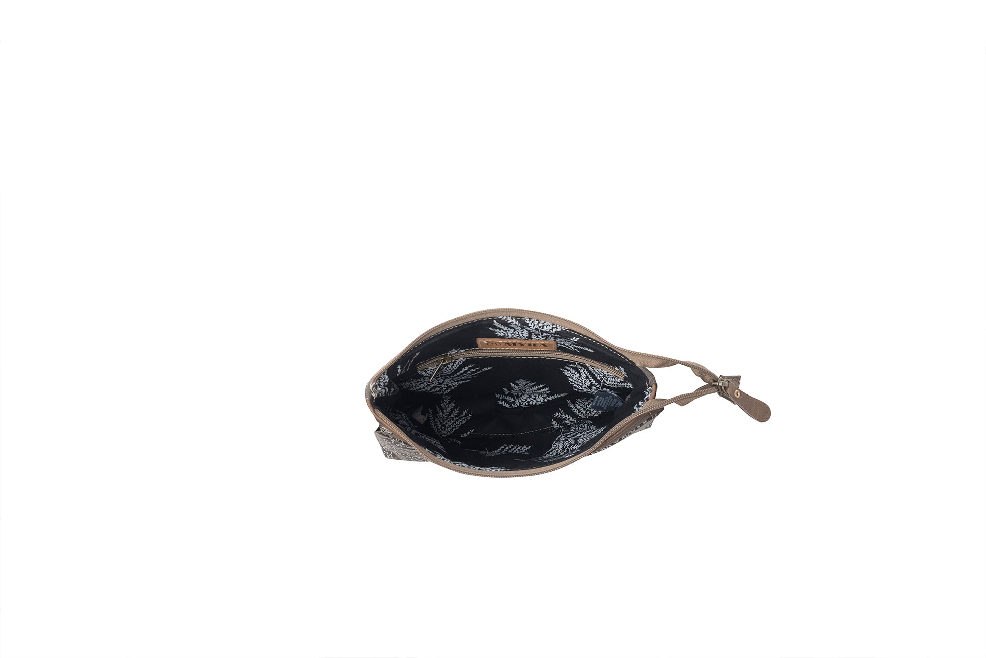 Myra Wildprint Trail Vintage Crossbody Bag for Women in olive with tile detail