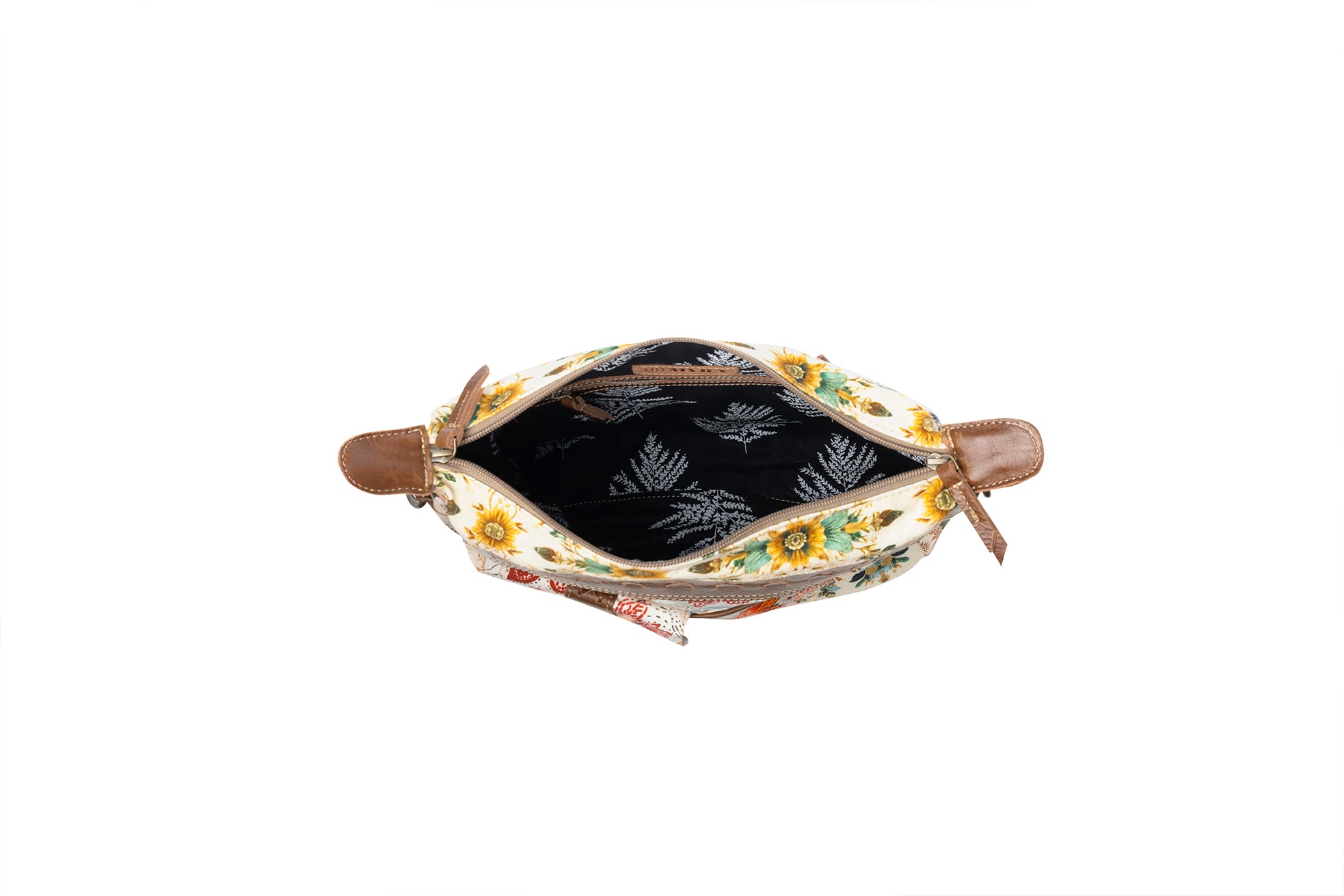 Myra Posy Mesa upcycled canvas Bag for Women in beige with floral detail