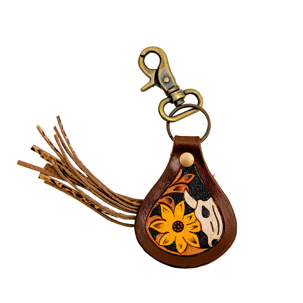 Macron Hand-Tooled Leather Keyfob