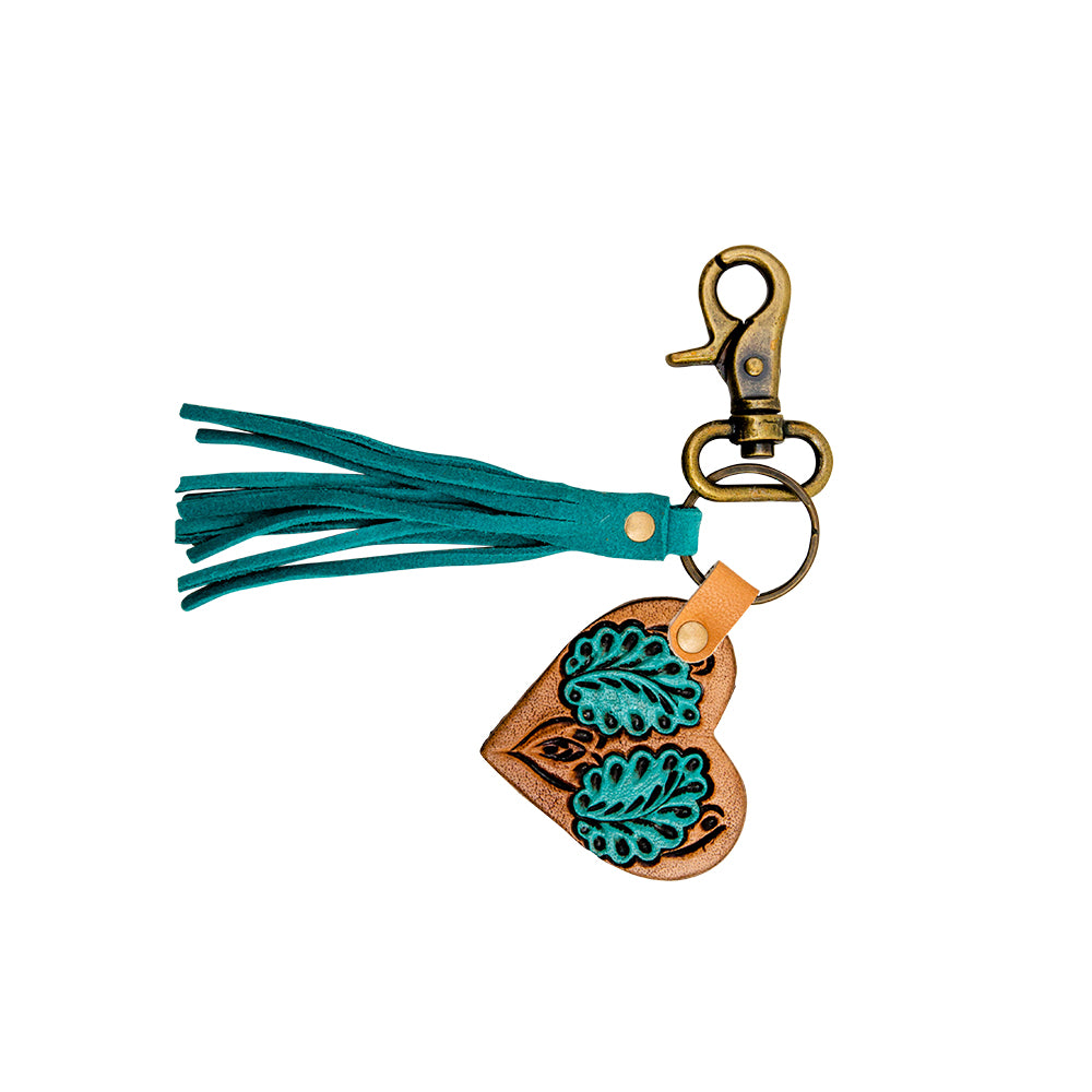 Tungsten Hand-Tooled Leather Keyfob