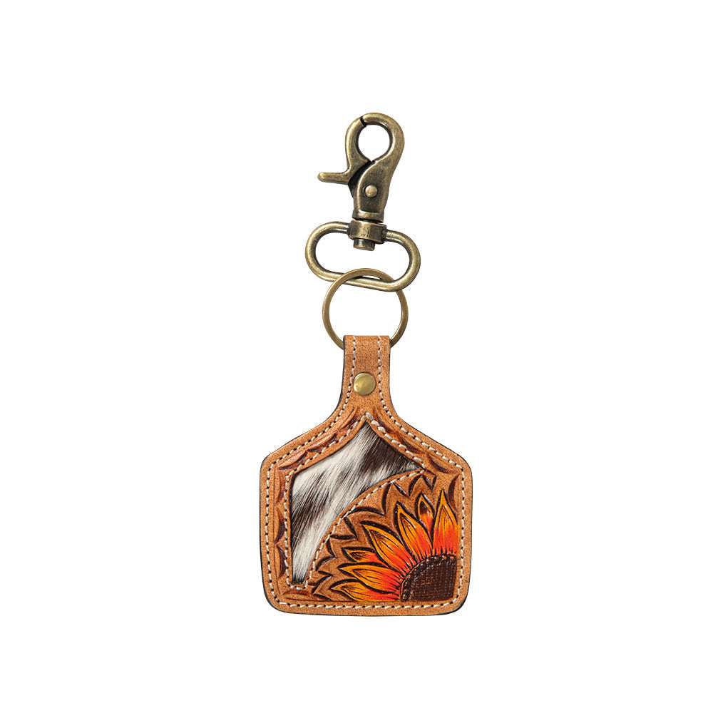 Desert Bloom Hand-Tooled Key Fob