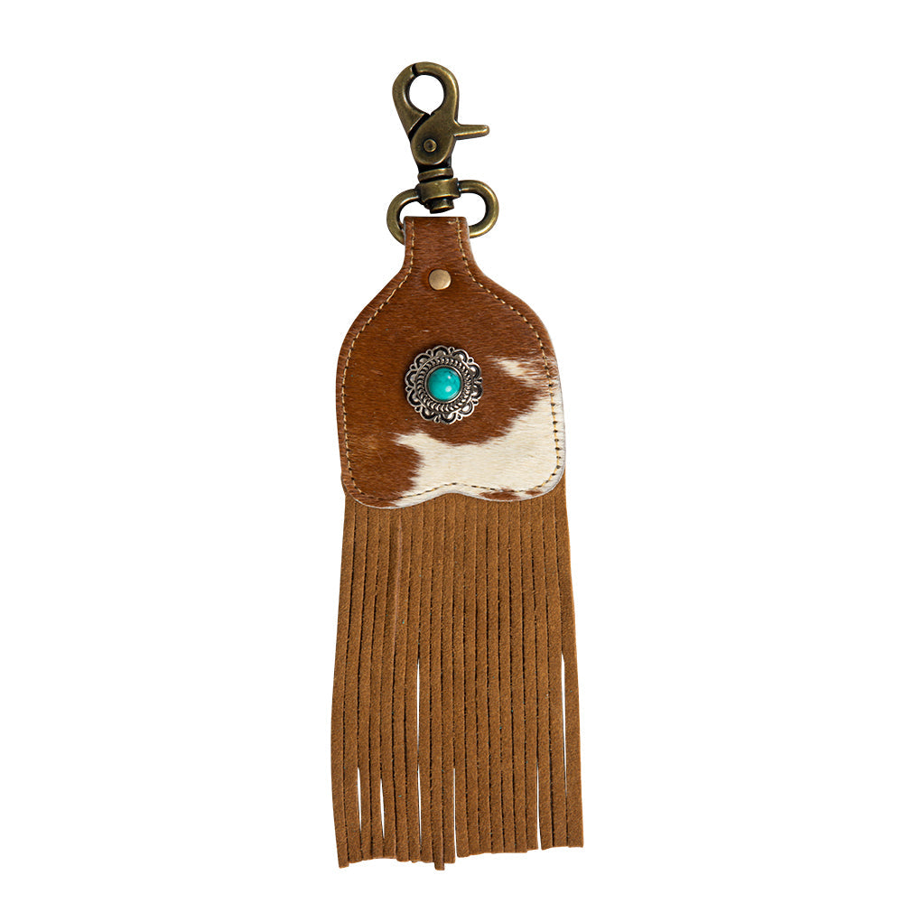 Pastureland Hairon Hide Fringed Key Fob