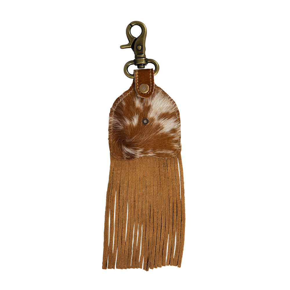 Pastureland Hairon Hide Fringed Key Fob