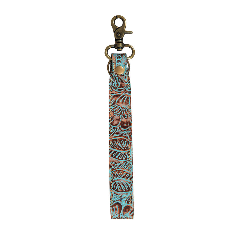 Pathflower Trail Hand-Tooled Key Fob