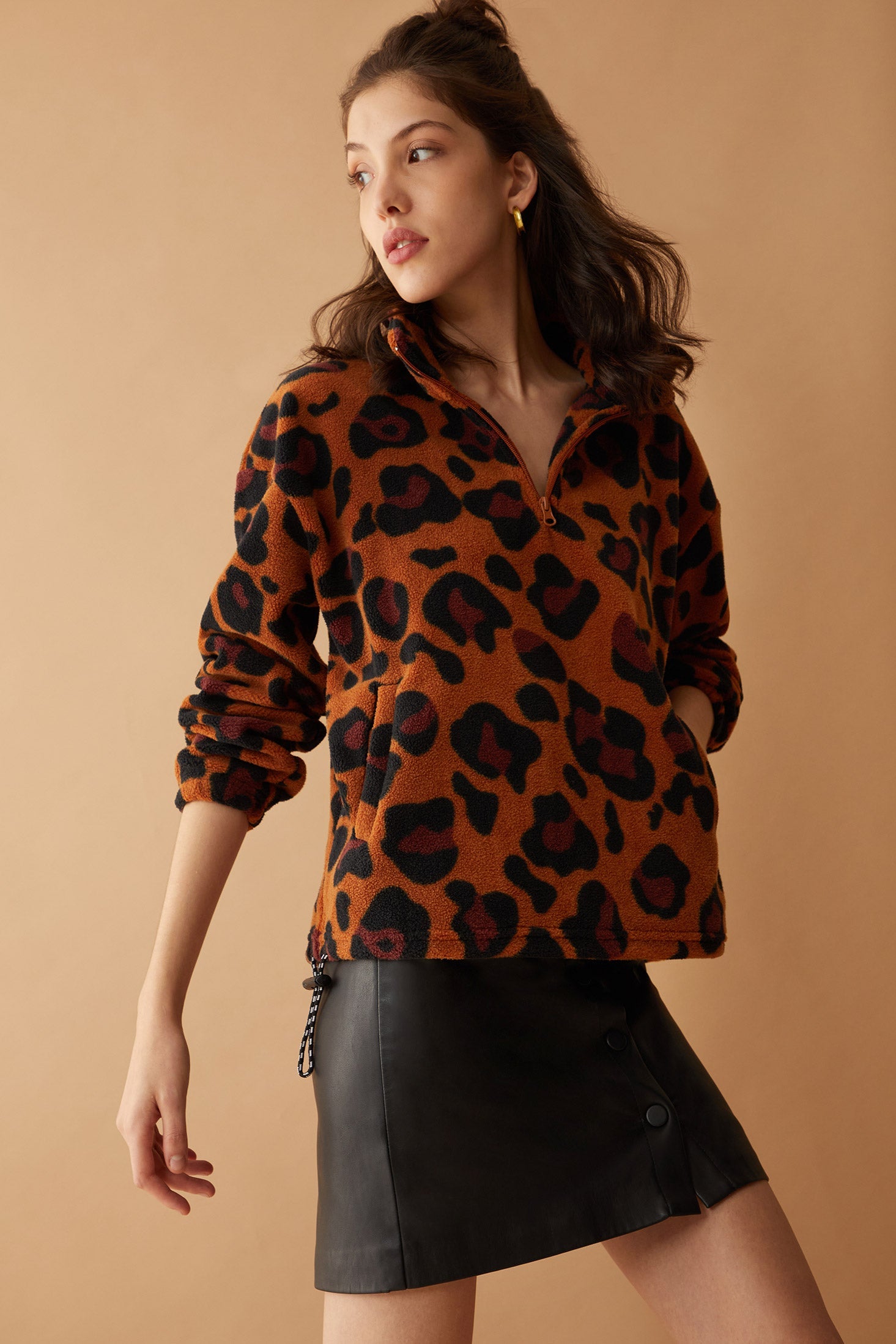 Maren High Collar Jacket in Animal Print