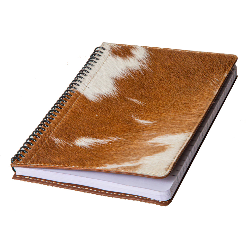 Mind Streamer Hair-On Hide Diary In Brown & White