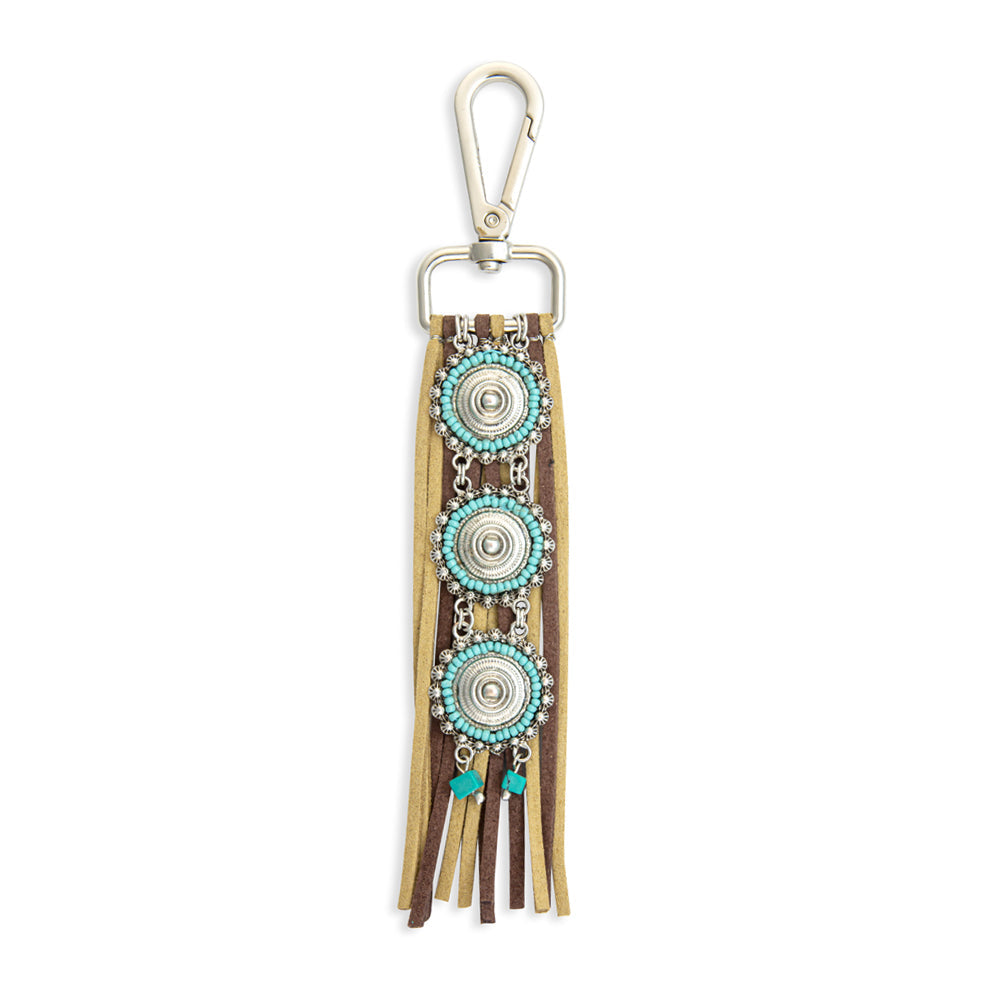 Open Skies Mini Concho Leather Fringe Key Fob