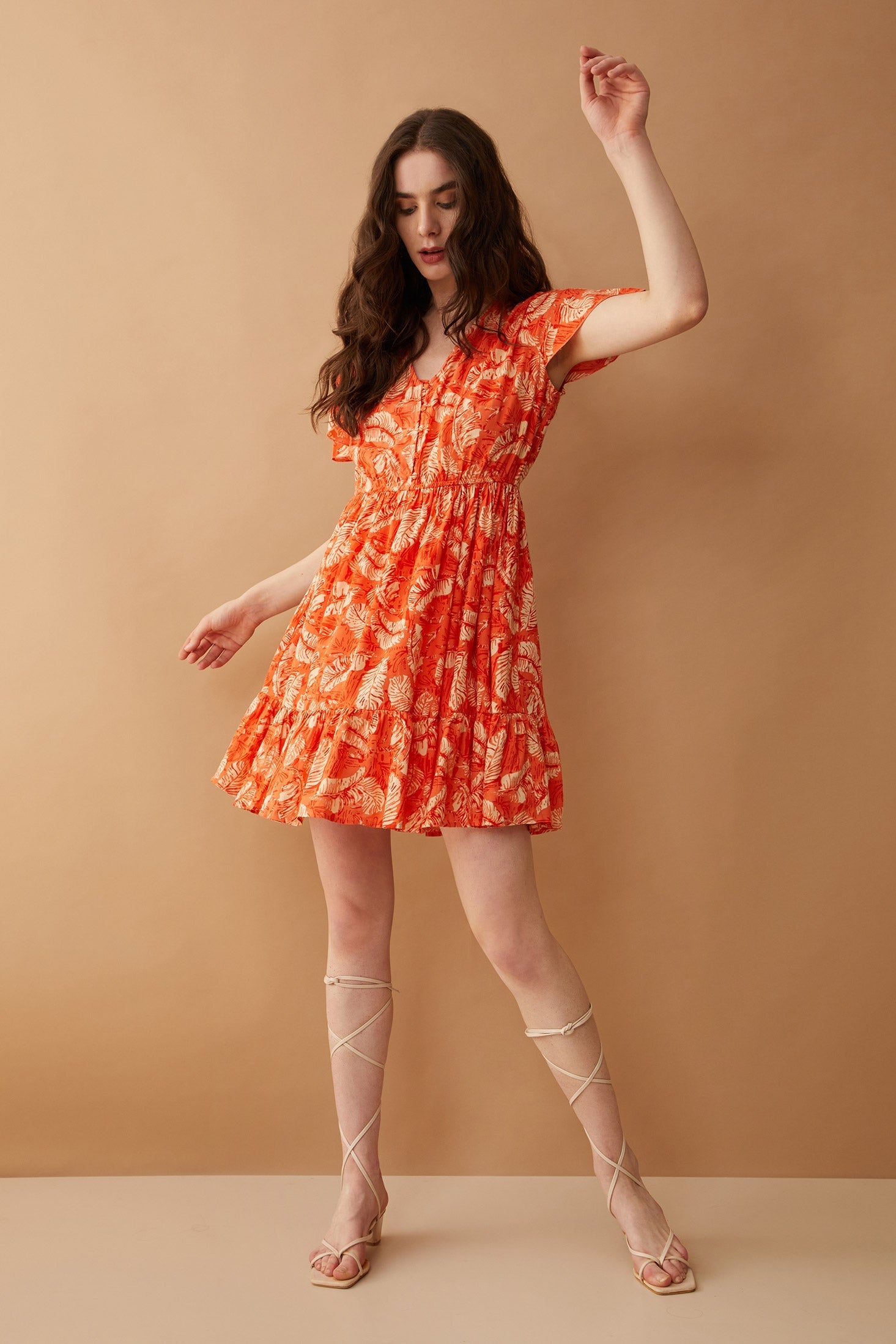 Glorious Tangerine Button Dress