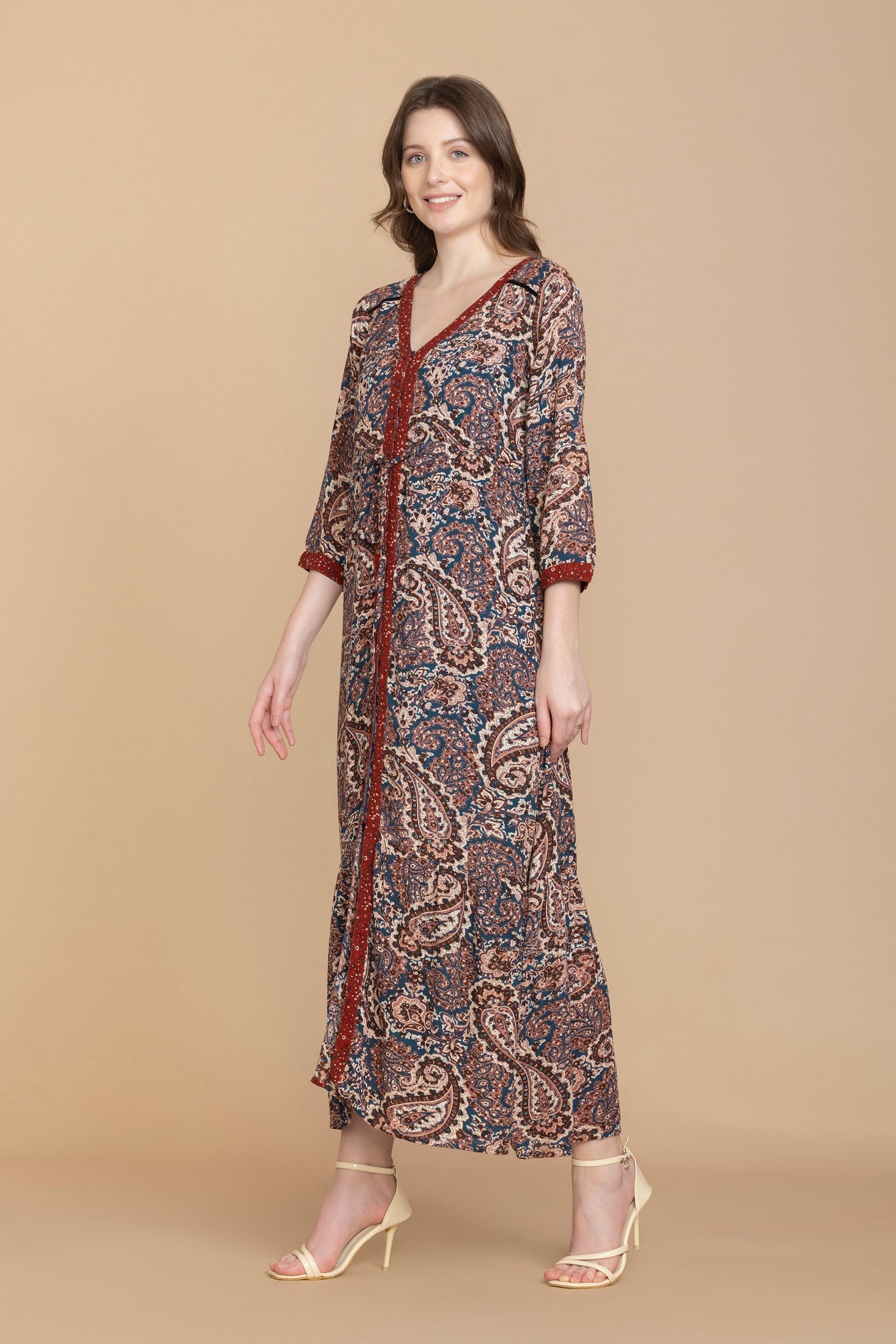 Jasmine Paisley V-Neck Maxi Dress