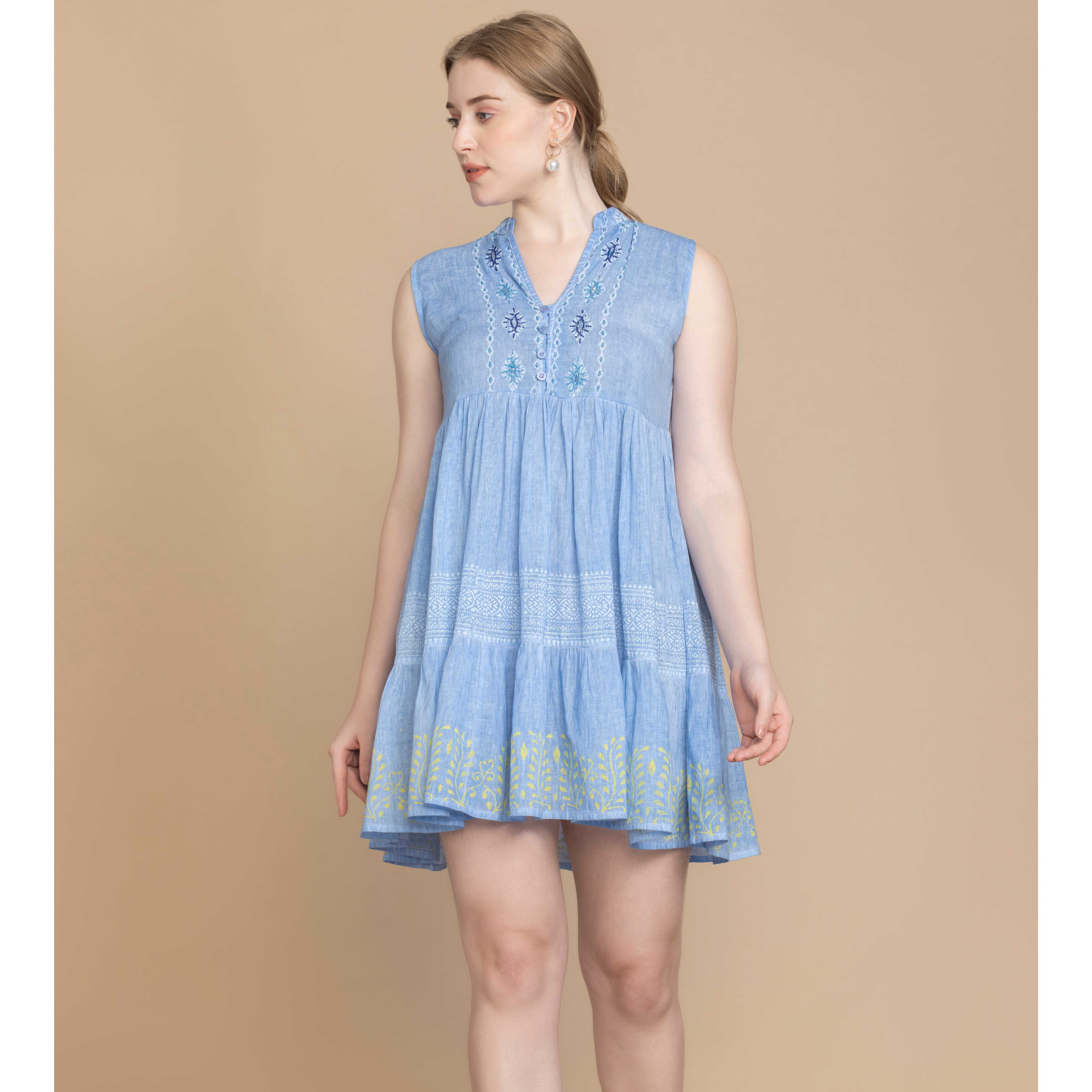 Bohera Piper Embroidered Block Print DRESS