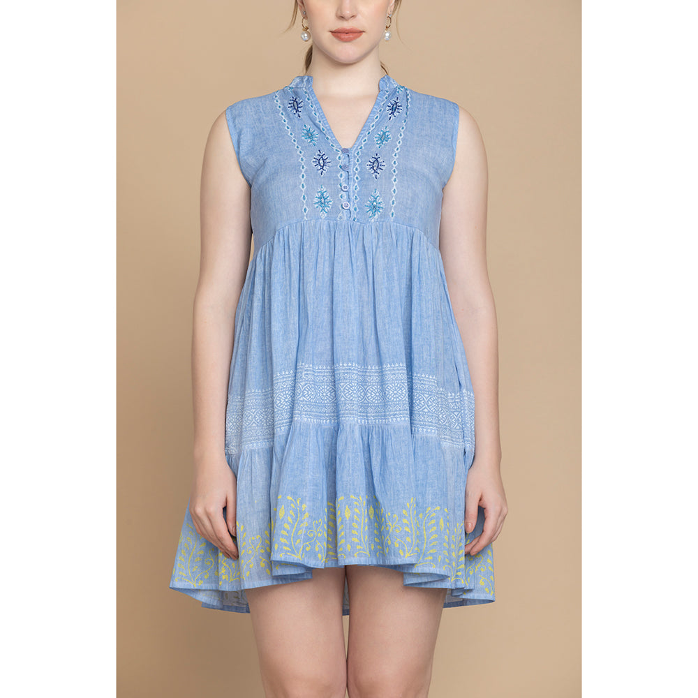 Bohera Piper Embroidered Block Print DRESS