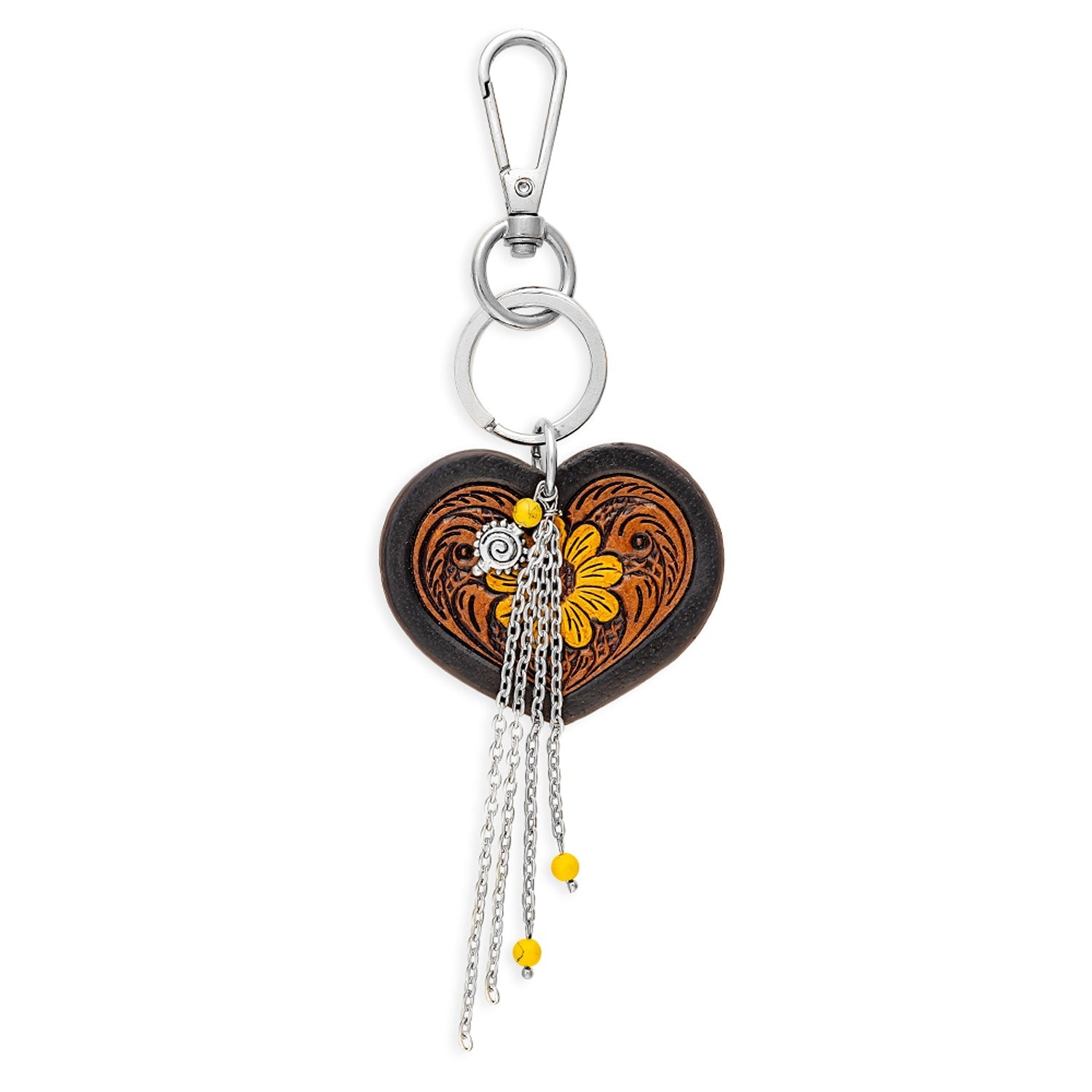 Sunflower Serenade Heart Key Fob