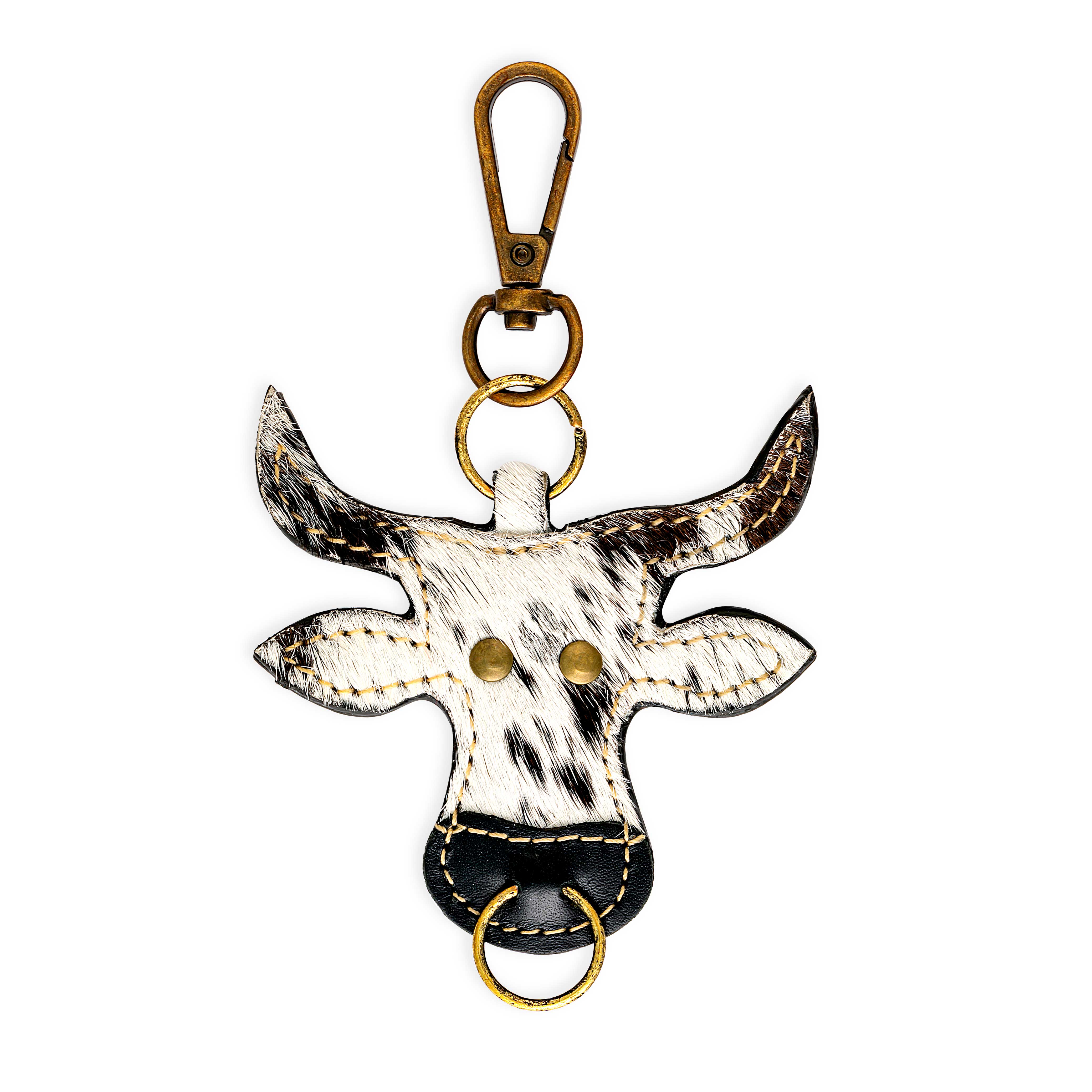 Bessy Cow Hair-On Hide Key Fob In Black