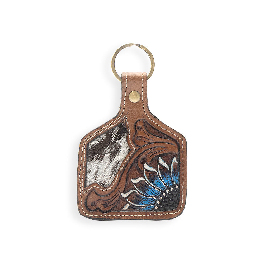 In My Morning Hand-tooled Leather Key Fob