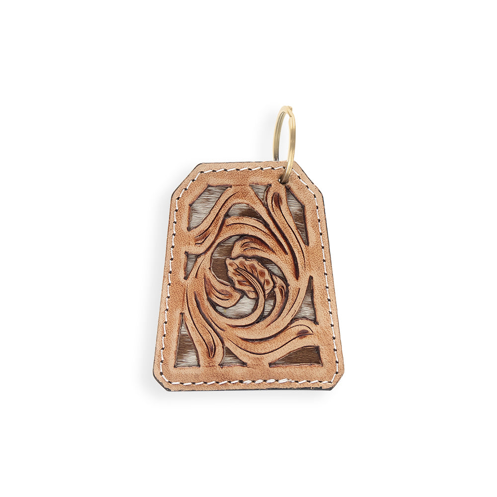 Whirl Hand-tooled Leather Key Fob